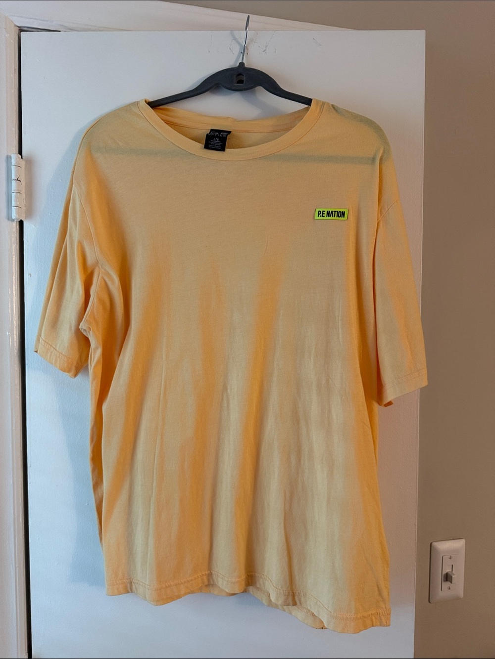 P.E Nation Pale Yellow Short Sleeve Tee with Neon Green Logo
